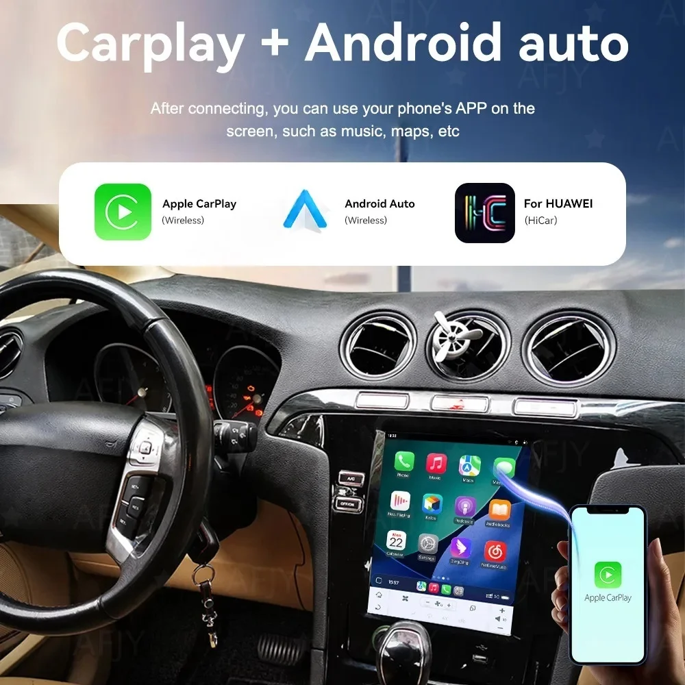 Фото Для Ford S-Max Galaxy 2007~2015: Автомобильная мультимедийная система Android с навигацией, радио, беспроводным CarPlay и Mirror Link (головное устройство) №1