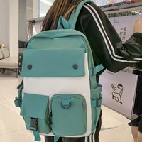simple solid color fashion computer bag multi pocket trendy college bag multifunctional womens fashion large capacity backpack