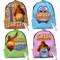 boys girls grizzy and the lemmings 3d print backpacks students cartoon school bags kids anime bookbags children game knapsacks