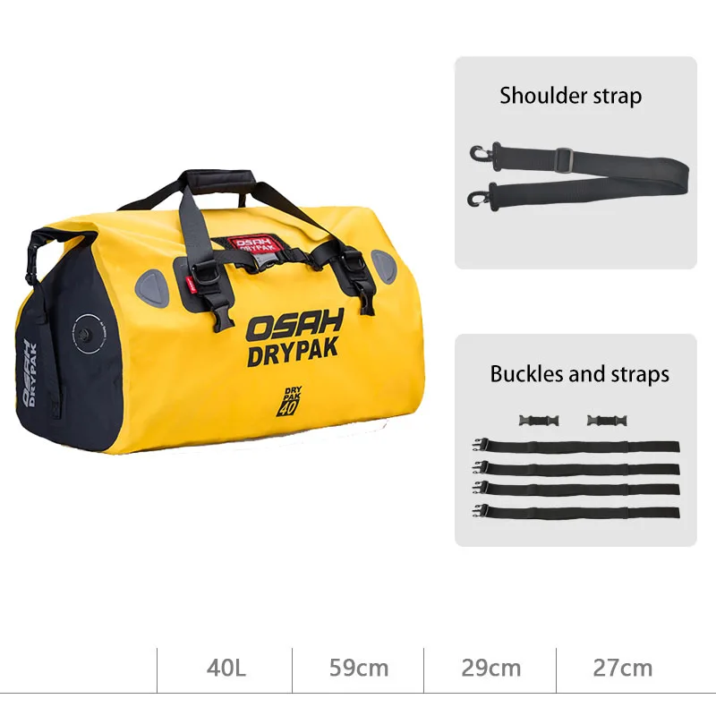 Водонепроницаемая задняя Сумка для мотоцикла, дорожная сухая сумка OSAH DRYPAK Moto 40/60 литров, мотоциклетный багажный рюкзак, сумка для сиденья мотоцикла
