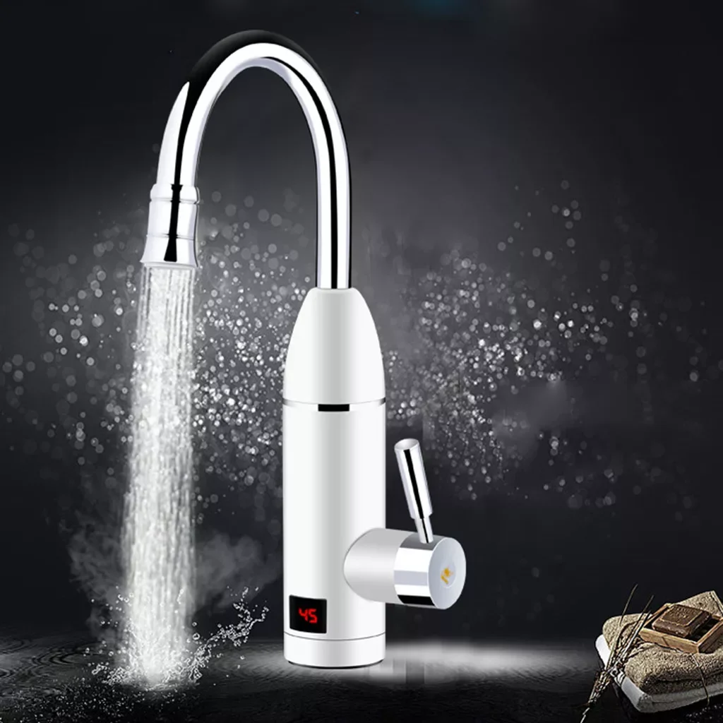 

Facet Rough Rare LED Fitting Display Instantaneous Heater Water Water Wall Mount Kitchen Faucet Single Handle