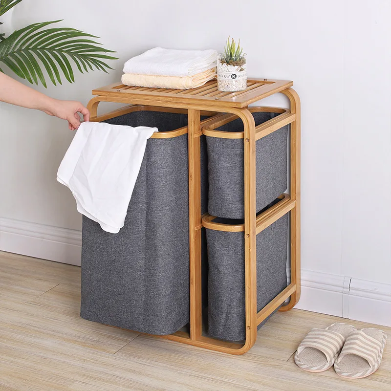 

Bamboo Dirty Laundry Basket Fabric Storage Basket Large Capacity Clothes Storage Rack Waterproof Laundry Organizer