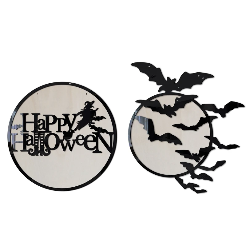 

Деревянная подвеска на Хэллоуин, ведьма, летучая мышь, подвесное украшение, деревянные поделки для дома, фестивавечерние, двери, окна, украш...