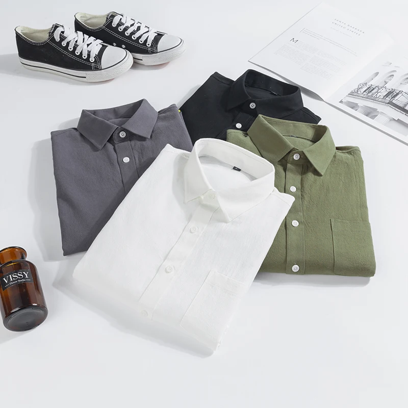 

Мужская белая деловая рубашка с длинным рукавом, классический дизайн, повседневная офисная официальная одежда, комбинезоны с галстуком, ка...