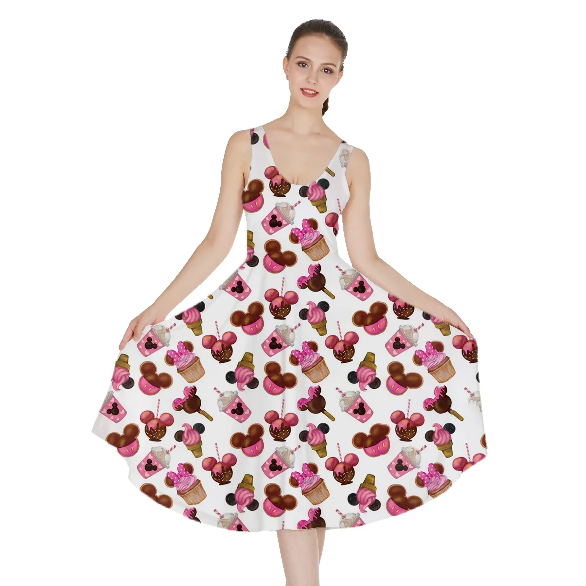 Женское летнее платье без рукавов с принтом Минни