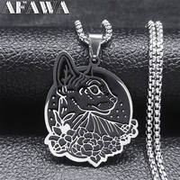 canadian hairless cat stainless steel chain necklace silver color pendant necklace jewelry collier acier inoxydable n3714s02