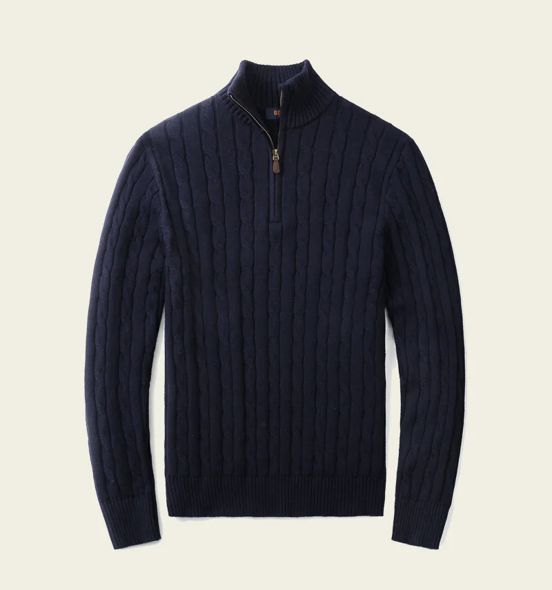 Осенне-зимний кашемировый свитер в стиле ретро с полуводолазкой на молнии