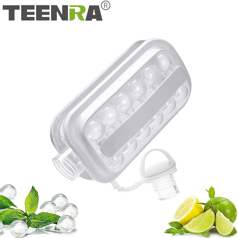 

TEENRA 2 в 1 чайник для льда круглый лоток форма для льда кубический контейнер портативная коробка для льда с крышкой кухонный Бар Инструмент