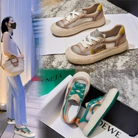 2022 summer new womens shoes all match small white shoes womens retro ethnic style casual kitten ear leather womens shoes