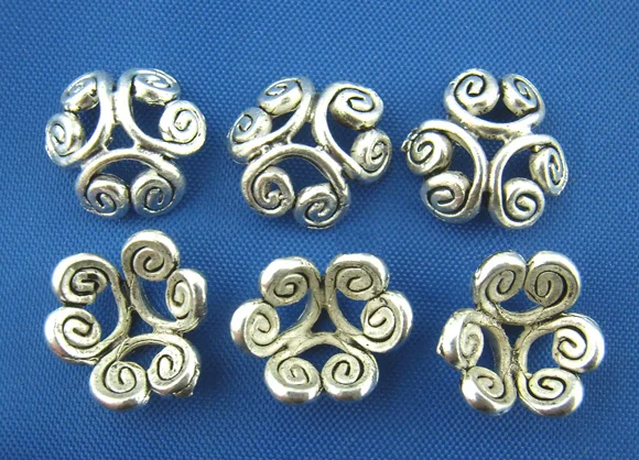 Бусины ручной работы шапочки цветок античный Серебристый цвет металлические