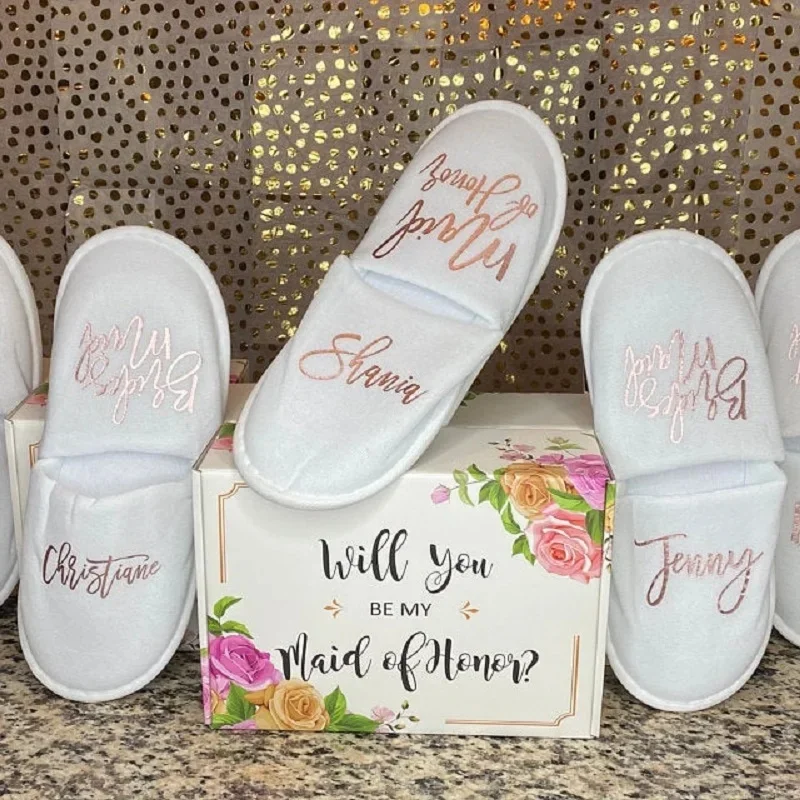 Индивидуальные свадебные тапочки шлепанцы для невесты подарок подружке