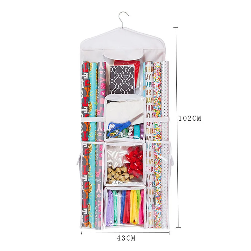 Gift Storage Organizer Wrap Christmas Container Hangingwrapping Paper Jewelry Sundries Wall Ribbonbows Holiday Holder 