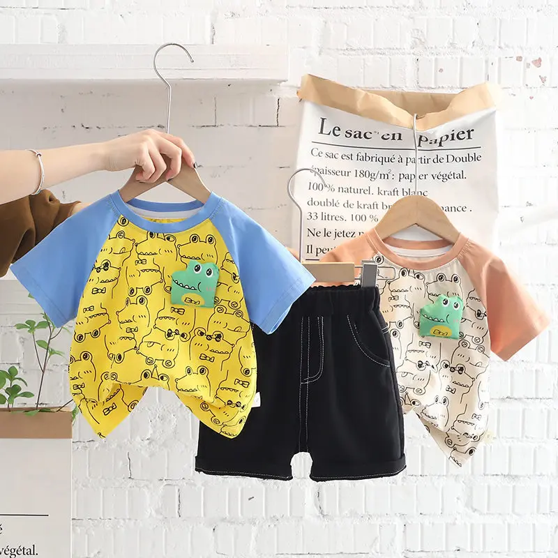 

New Children Cotton Clothes Baby Sport Boys Causal Full Printe T-Shirt Shorts 2Pcs/Sets Infant Kids Fashion Toddler Tracksuits