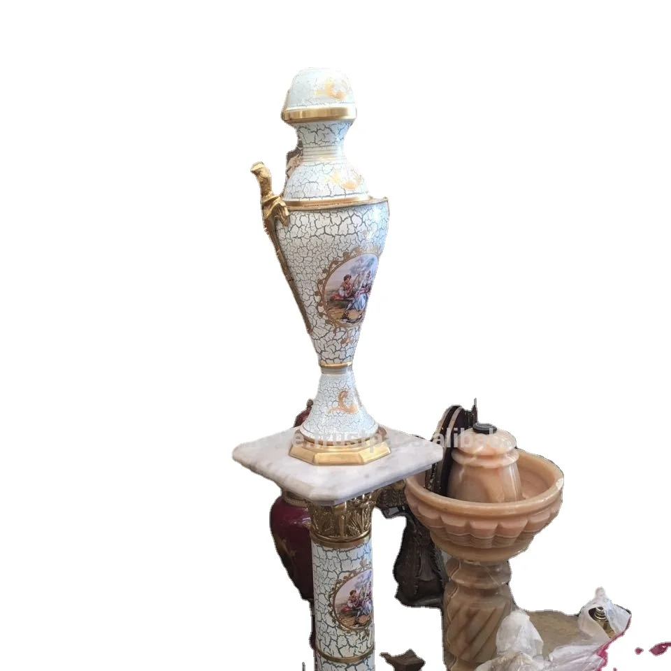 

Classic Antique Italian Style Gold Plated Bronze Framed Sevres Porcelain Hand painted Vase