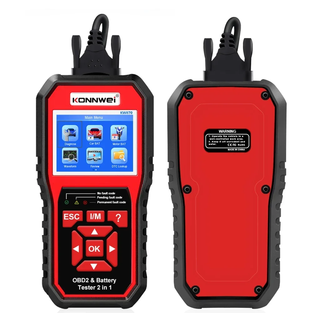 KONNWEI KW870 6 В 12 автомобильный мотоциклетный аккумуляторный тестер OBD2