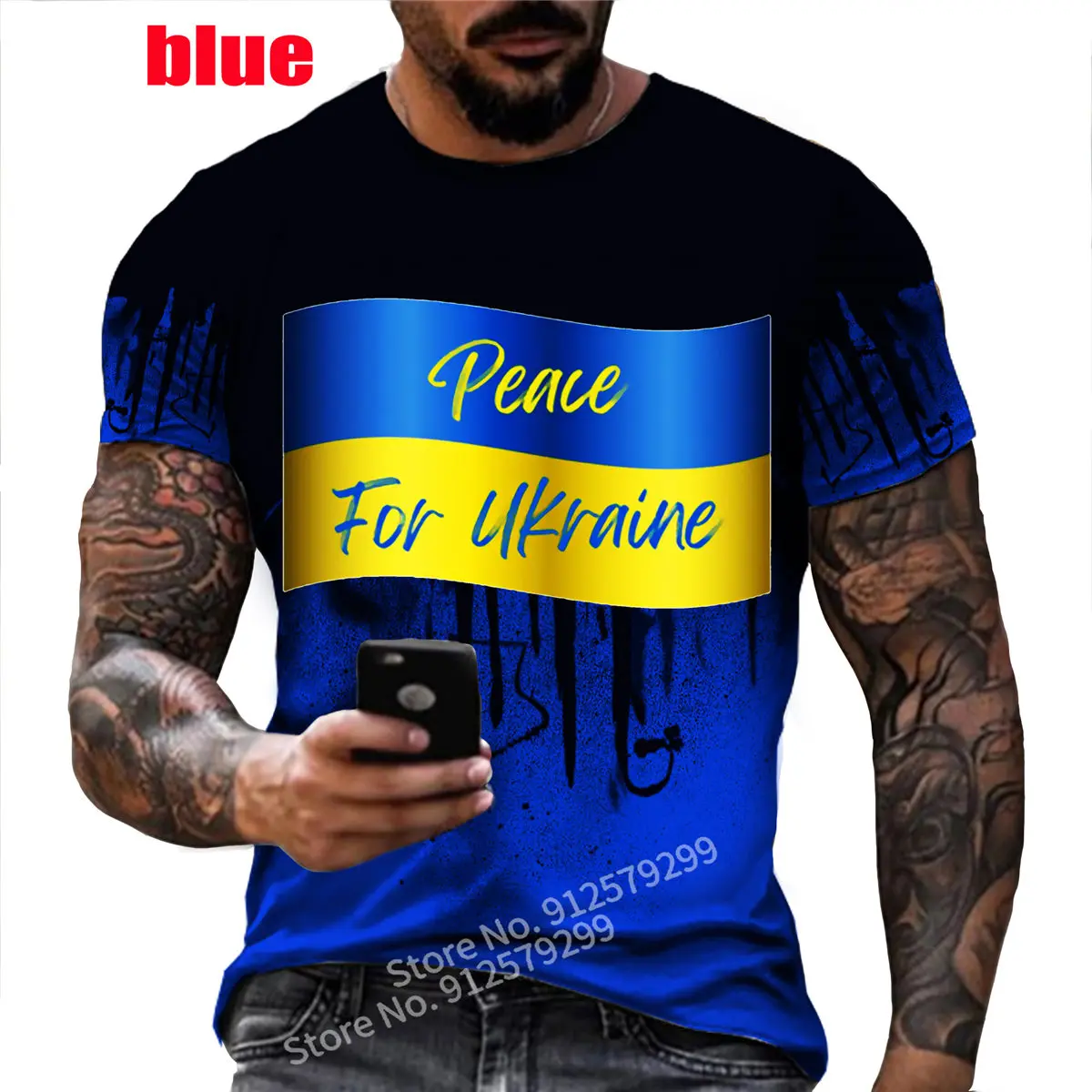 

Fashion Summer Ukraine Letter Print Men's T-Shirt O-Neck Short Sleeve Casual Male 3D T Shirt Top Men Clothing