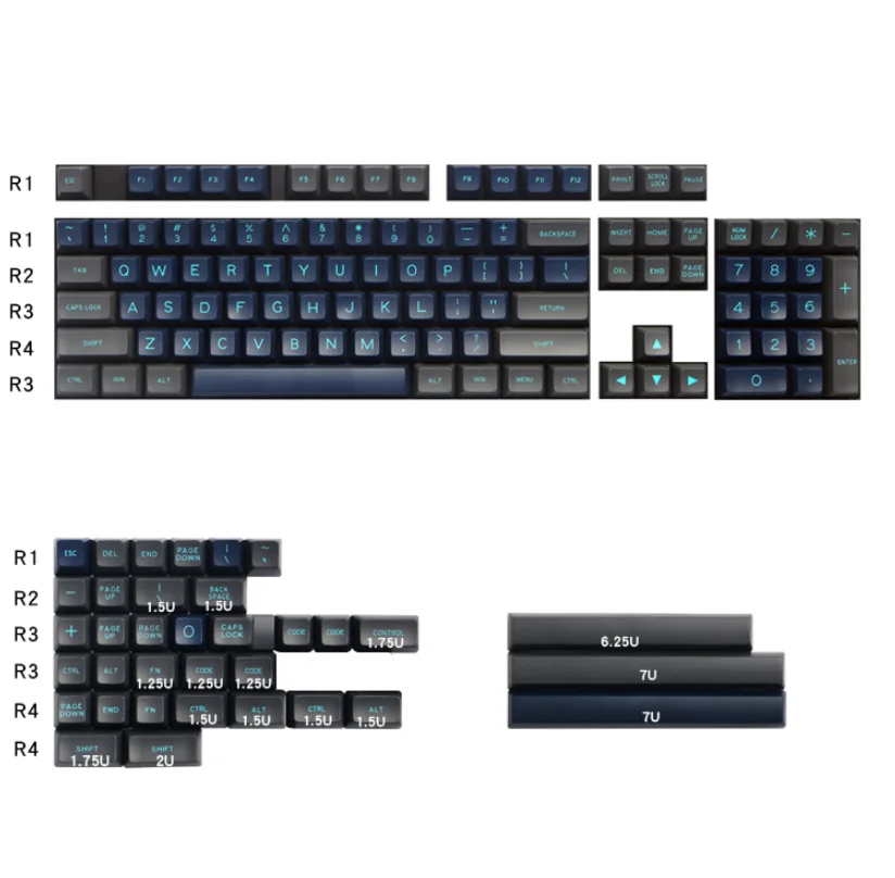 

MAXKEY Doubleshot ABS SA Keycap set Deep Sea Blue 139 keys for 64 84 68 980 mechanical keyboards