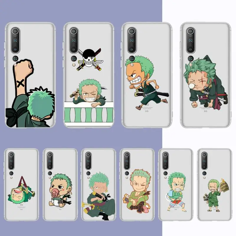 

BANDAI Anime One Piece Roronoa Zoro Phone Case for Samsung S20 S10 lite S21 plus for Redmi Note8 9pro for Huawei P20 Clear Case