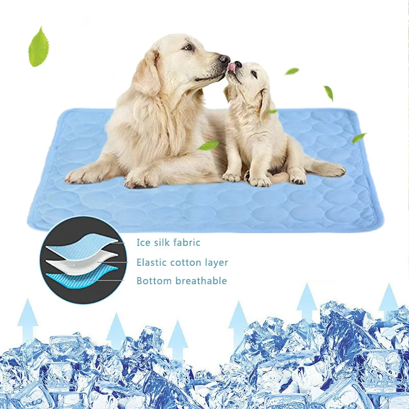 

Summer Dog Cooling Mat Pet Ice Mat For Dogs Cats Breathable Blanket Washable Sofa Breathable Pet Dog Beds splash sprinkler pads