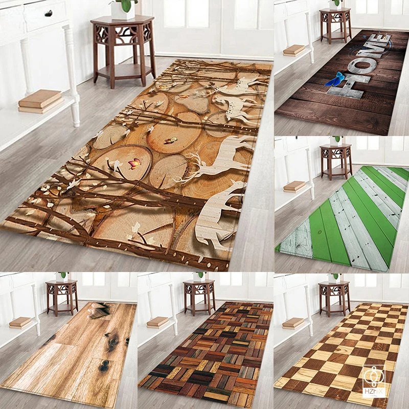 

Trendy Wood Grain Carpet Balcony Outdoor Printed Rugs Suitable for Entrance Hall Door Mat Living Room The Kitchen Decoration