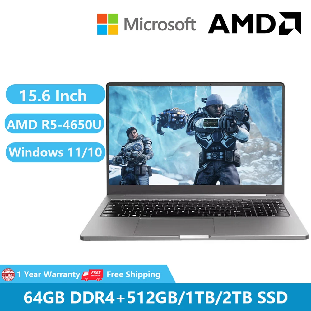 2022 Gaming Laptops Windows 11 Pro Computer Office Metal Notebooks 15.6