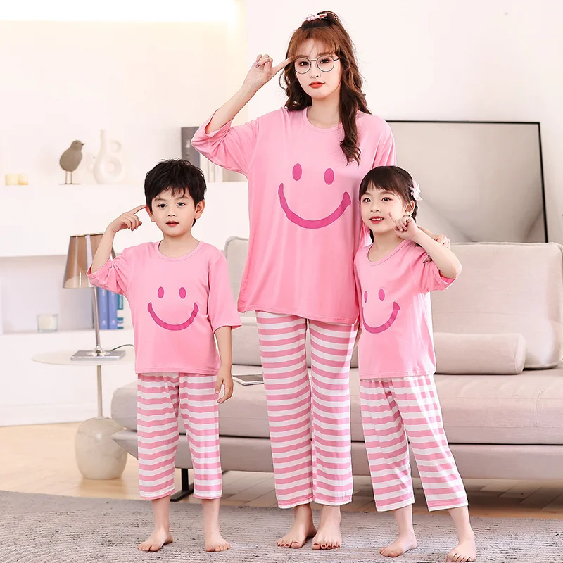 

Mom and Baby Girl Matching Clothes Summer Women and Kids Boys Pyjamas Sets New Mommy and Daughter Matching Clothes