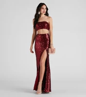 2023 prom dresses strapless zipper back vestidos de gala women wear long side split sexy sequined evening party formal gowns