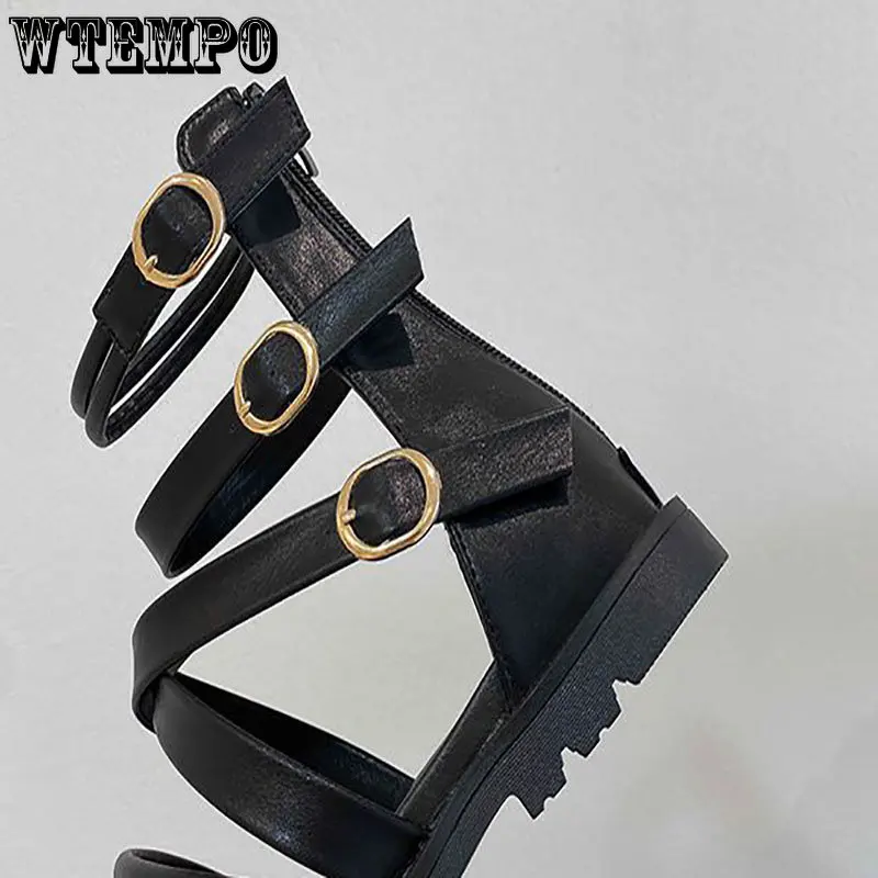WTEMPO Women Open Toe Sandals Casual Flats Platform Buckle Huaraches Fashion Summer Sport Thick Beach Rome Shoes Dropshipping
