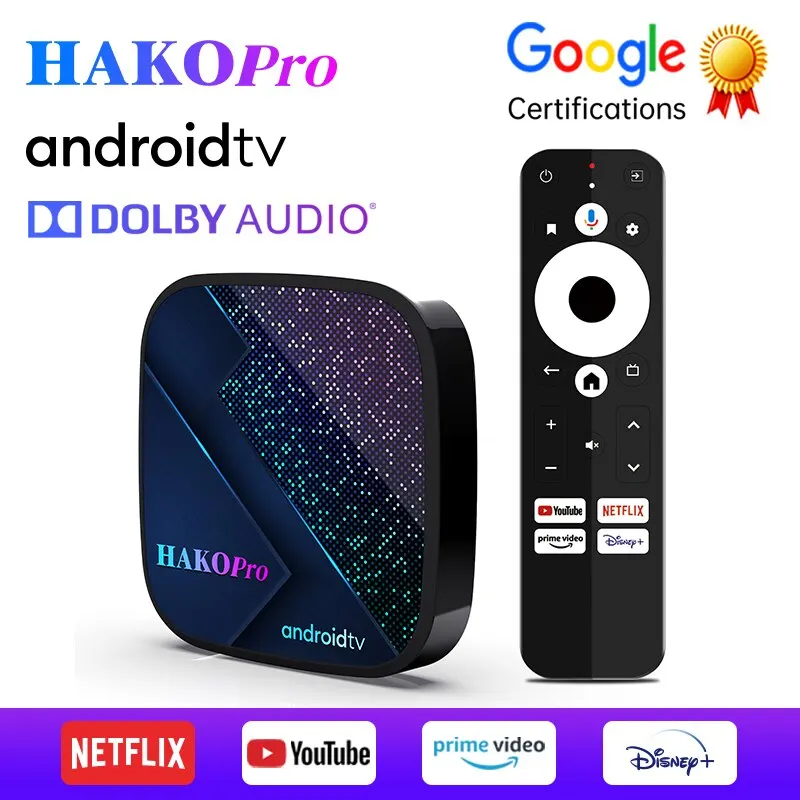 HAKO Pro Andro Android Smart TV Box 11 Google Сертификация Amlogic S905-Y4 двойной Wifi BT5 4K медиаплеер телеприставка