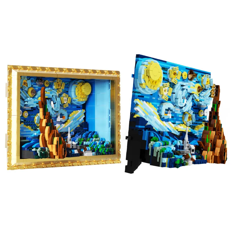 

City Famous Artist Starry Night Painting Building Block Friends Home Decoration Novelty and Quirky Assemblies Bricks Toy for Kid