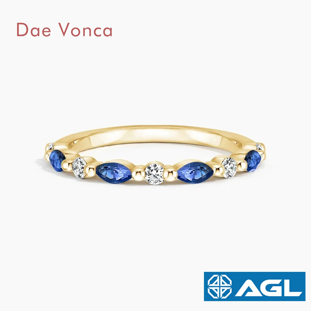 Индивидуальное кольцо Half Eternity с сапфиром 14 карат бриллиант сапфировым золотом