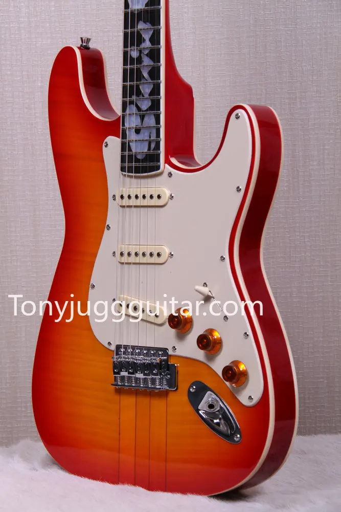 

Stevie Ray Vaughan SRV Number One Hamiltone Cherry Sunburst ST Electric Guitar Book-matched Curly Maple Top & Flame Maple Back