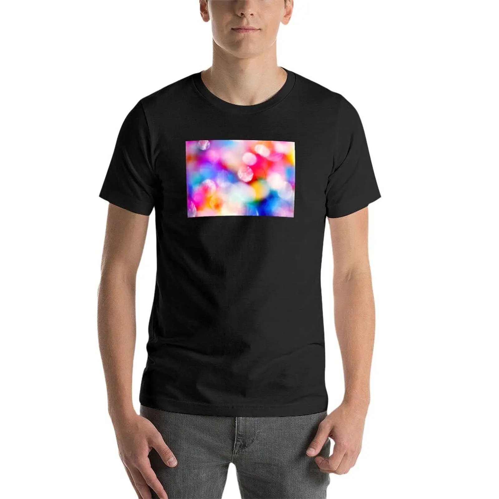 Радужная Женская фотография боке футболка заготовки винтажные Спортивные