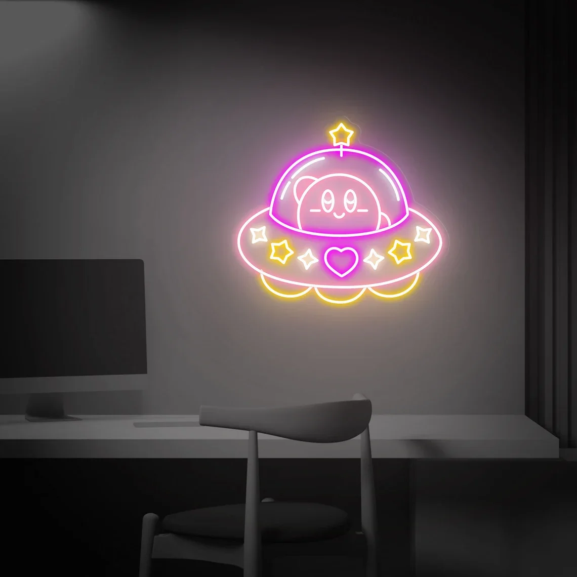 Аниме НЛО неоновая вывеска на заказ Kir для детской комнаты декор игровой