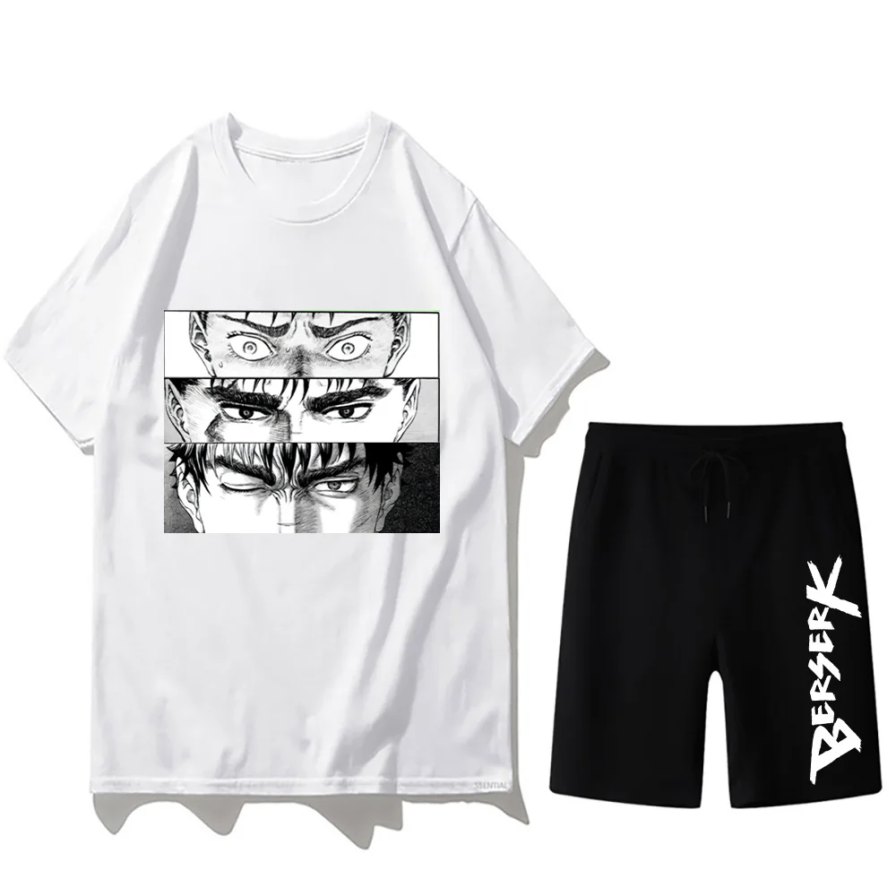 Anime TShirt Set Berserk Tracksuit Men's Summer Oversized T-shirt Sets Casual Shorts Sweatpants Tracksuit Men's Clothing