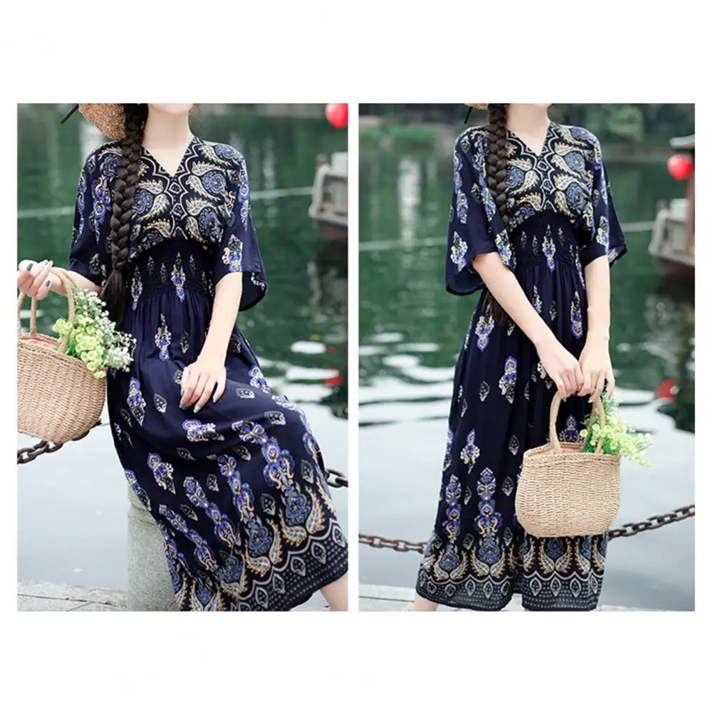 

Chic Party Dress Bohemian Soft Vintage Summer Maxi Dress Loose Women Beach Dress Female Clothes