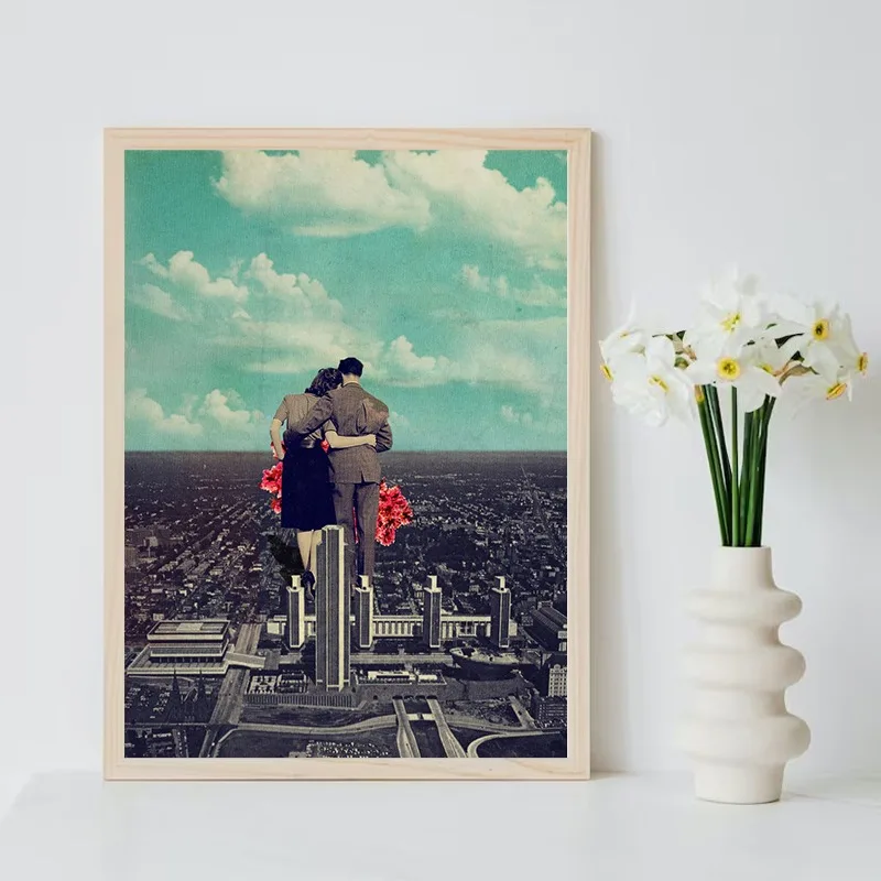 Винтажный сюрреалистичный современный плакат и принты холст живопись настенное