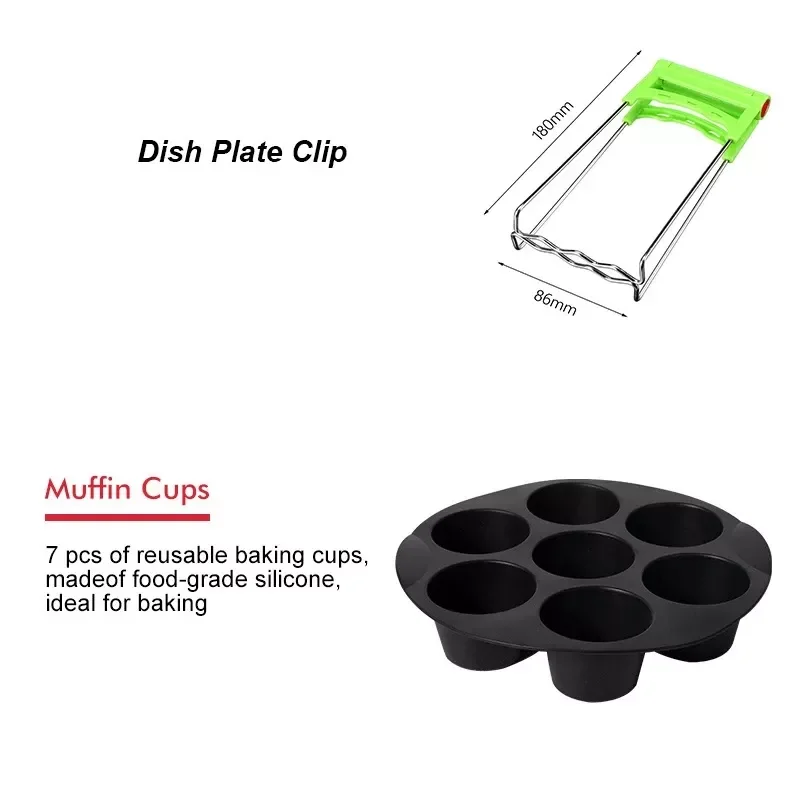

7 Inch / 8 Inch Air Fryer Accessories for Gowise Phillips Cozyna and Secura Fit all Airfryer 3.73.7 4.2 5.3 5.8QT