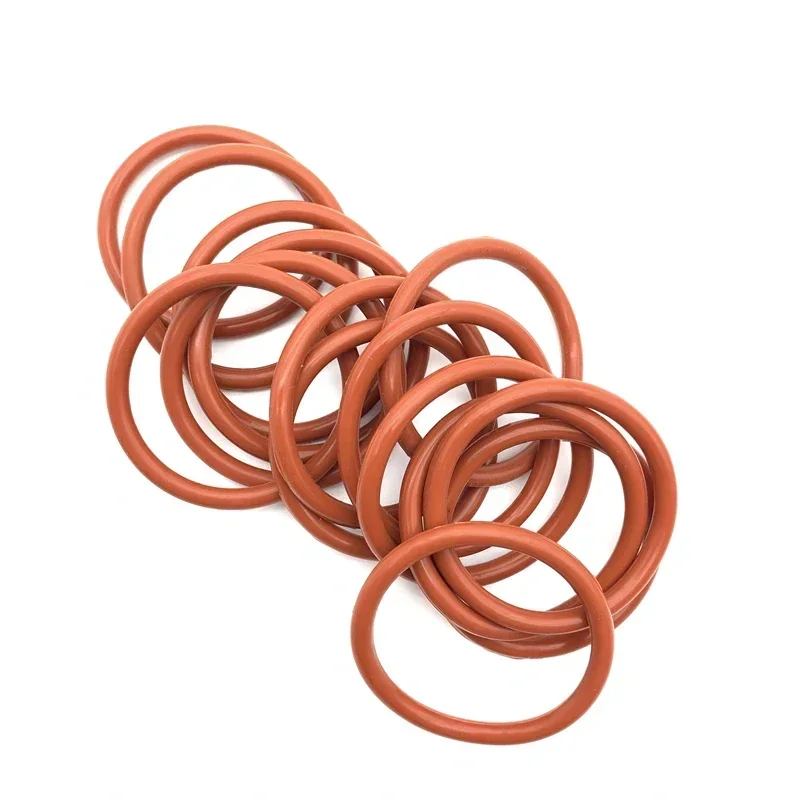 100 шт. красное Силиконовое уплотнительное кольцо VMQ CS 2 мм OD 5 ~ 65 пищевая класс