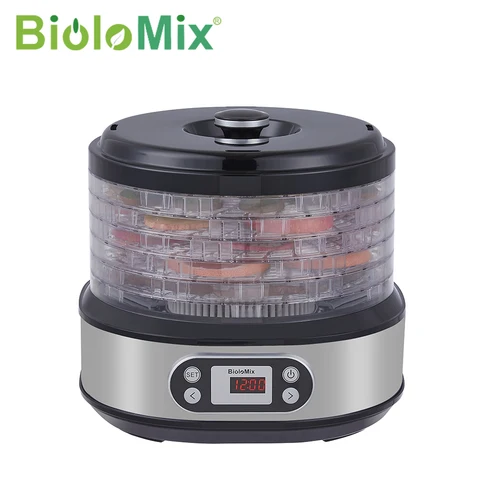BioloMix 6 пищевых лоток Дегидратор сушилка для фруктов с цифровым светодиодным дисплеем для джерки, трав, мяса, овощей