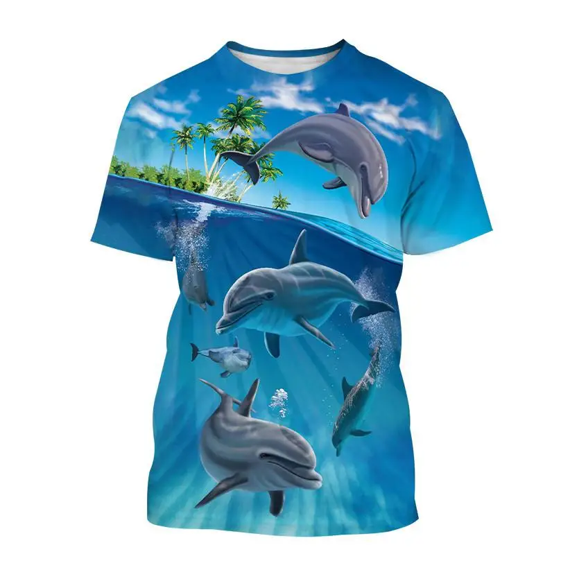 

New Animal Dolphin 3d Printing Personalized Hip-hop Cartoon Men's Women's Children's T-shirt Breathable Light Summer Sports Top