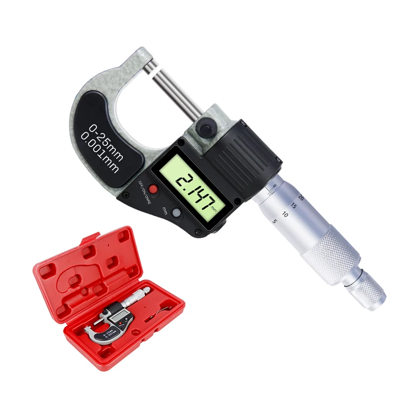 Digital Micrometer Fit 0-25 mm Outside Mechanical Micrometer Chrome Plated Caliper Gauge Electronic Measuring Instruments