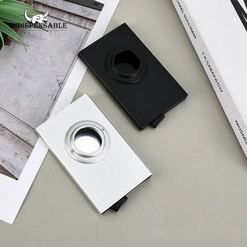 ID Card Holder Airtag Pop Up RFID Male Wallet Mini Package Aluminum Metal Protective Bag Smart Quick Release Women Purse Air Tag