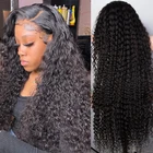 Парик для чернокожих женщин, фронтальные вьющиеся кудрявые накладные волосы, 13 х4, 30 дюймов, 40 дюймов, Hd, влажные и волнистые, свободные, с глубокой волной