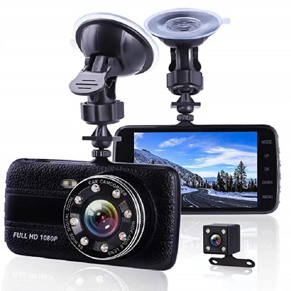 

HD 4 .0 Inch Dual Lens Image 1080P Hidden Wide Angle Recorder Car Dual Driving Lens Light DVR Fill-in Dash Camera LED Cam Y1G3