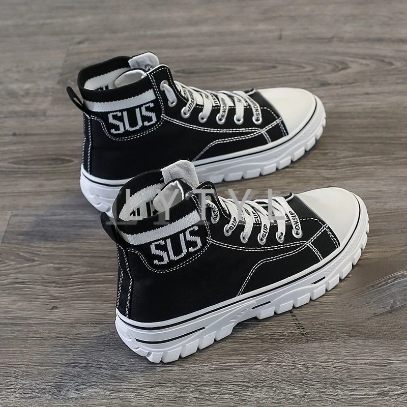

2023 Spring Autumn New Style Women Casual Shoes Platform Sneakers Canvas Shoes Woman High Top White Shoes Tenis Feminino A1-05