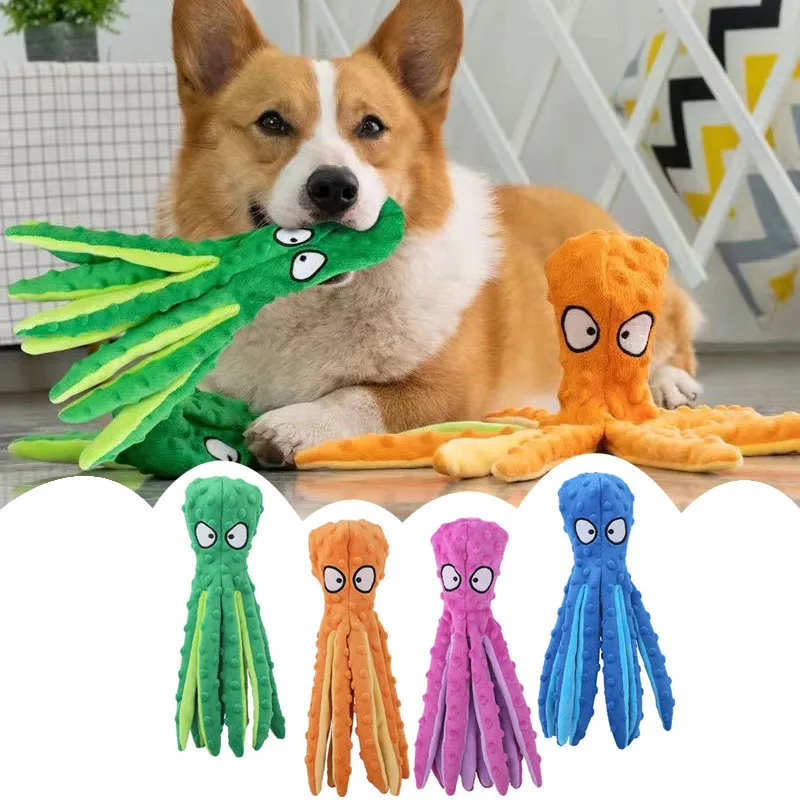 

Puppy Accessories Dog Chewing Sound Toy Stuffed Toys Squeaker Octopus Plush Interactive Resistant Bite Toys for Dogs Chihuahua