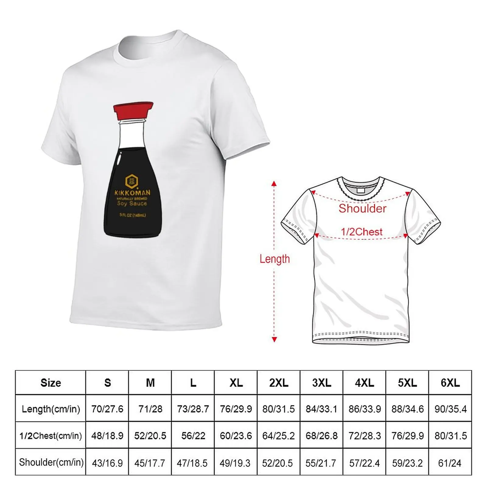 Фото Футболка Soy Sauce Kikkoman, хлопковая футболка для мужчин, 100% хлопок, мужская футболка из плотного хлопка, хлопковая футболка №2