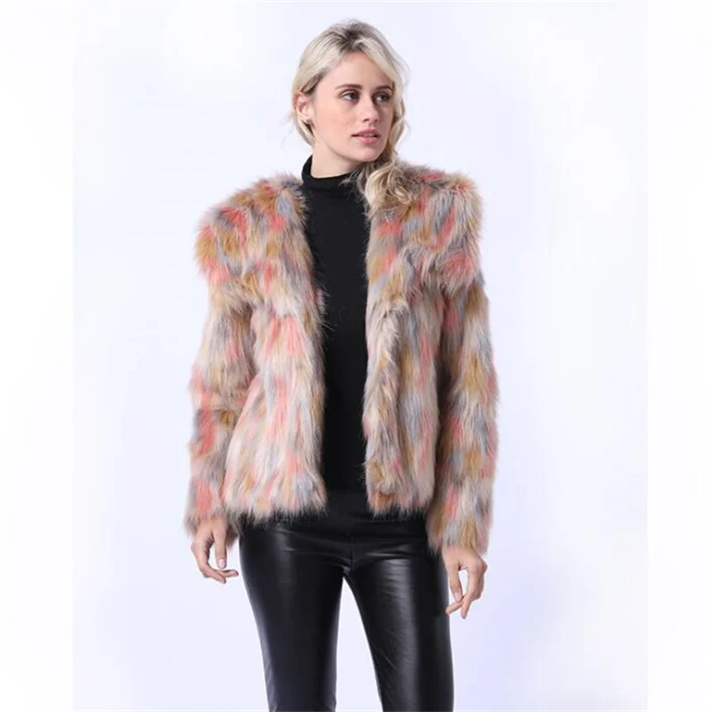 Autumn faux fur leather jacket womens Camouflage long sleeve warm fur leather coat women jackets winter thicken b537