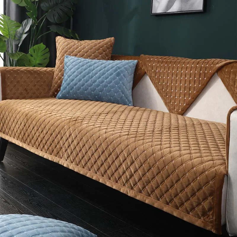

Velvet Sofa Cover Universal Plush Sofa Towel Cover Non-slip Couch Cover Sofa Towel for Living Room Quilting Sofa Cushion Towel